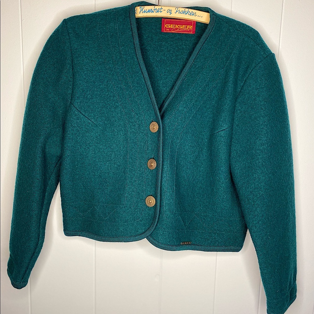 Vintage Geiger Austrian Boiled Wool Cardigan Sweater M Mint Condition